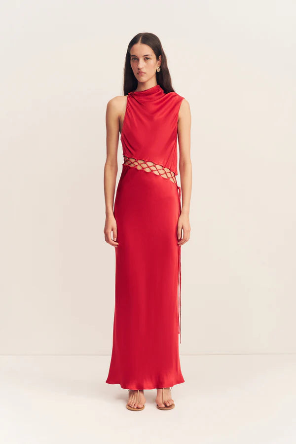 Tatum Cowl Neck Lace Up Maxi