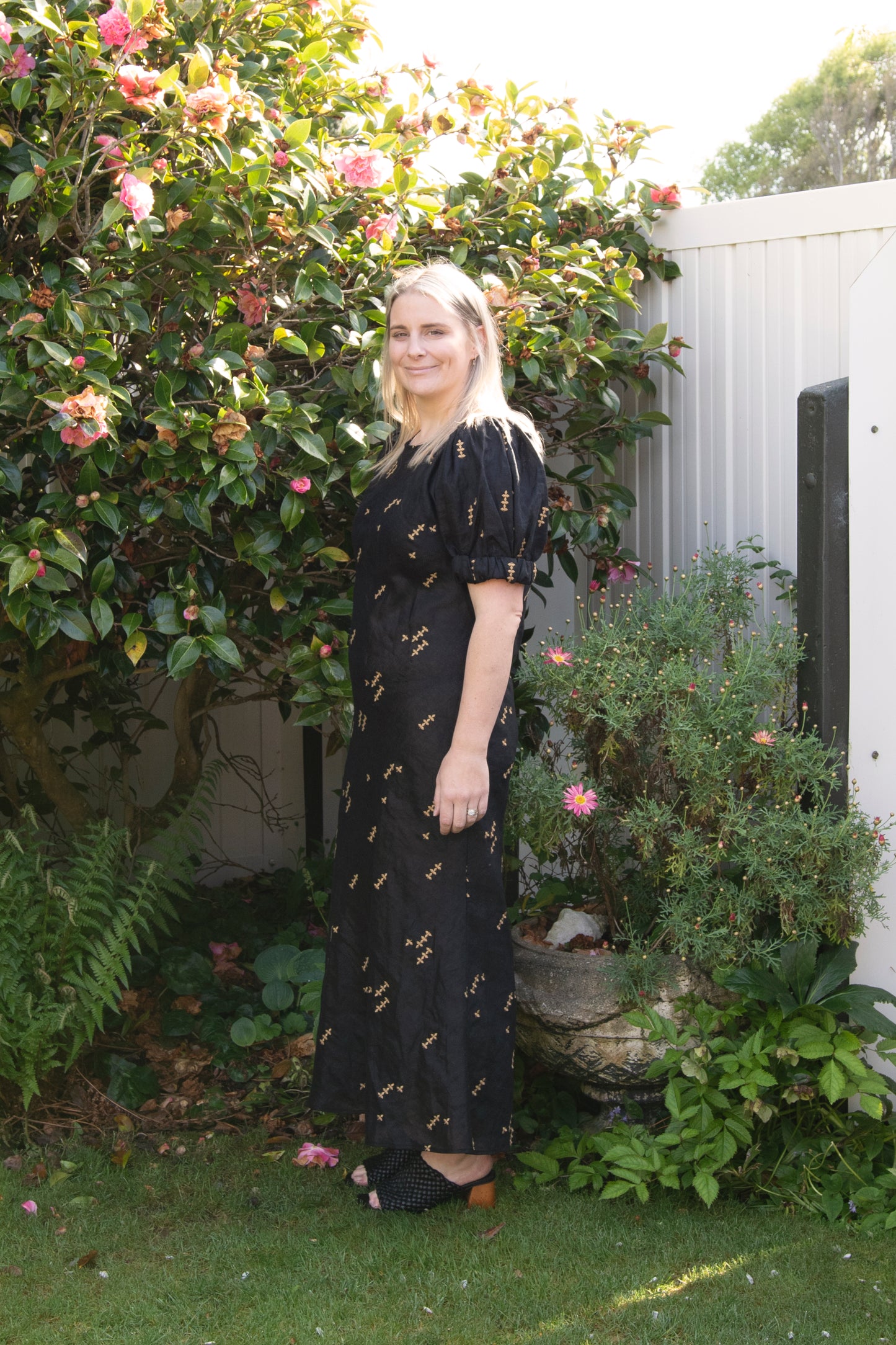 Sal Dress in Embroidered Black