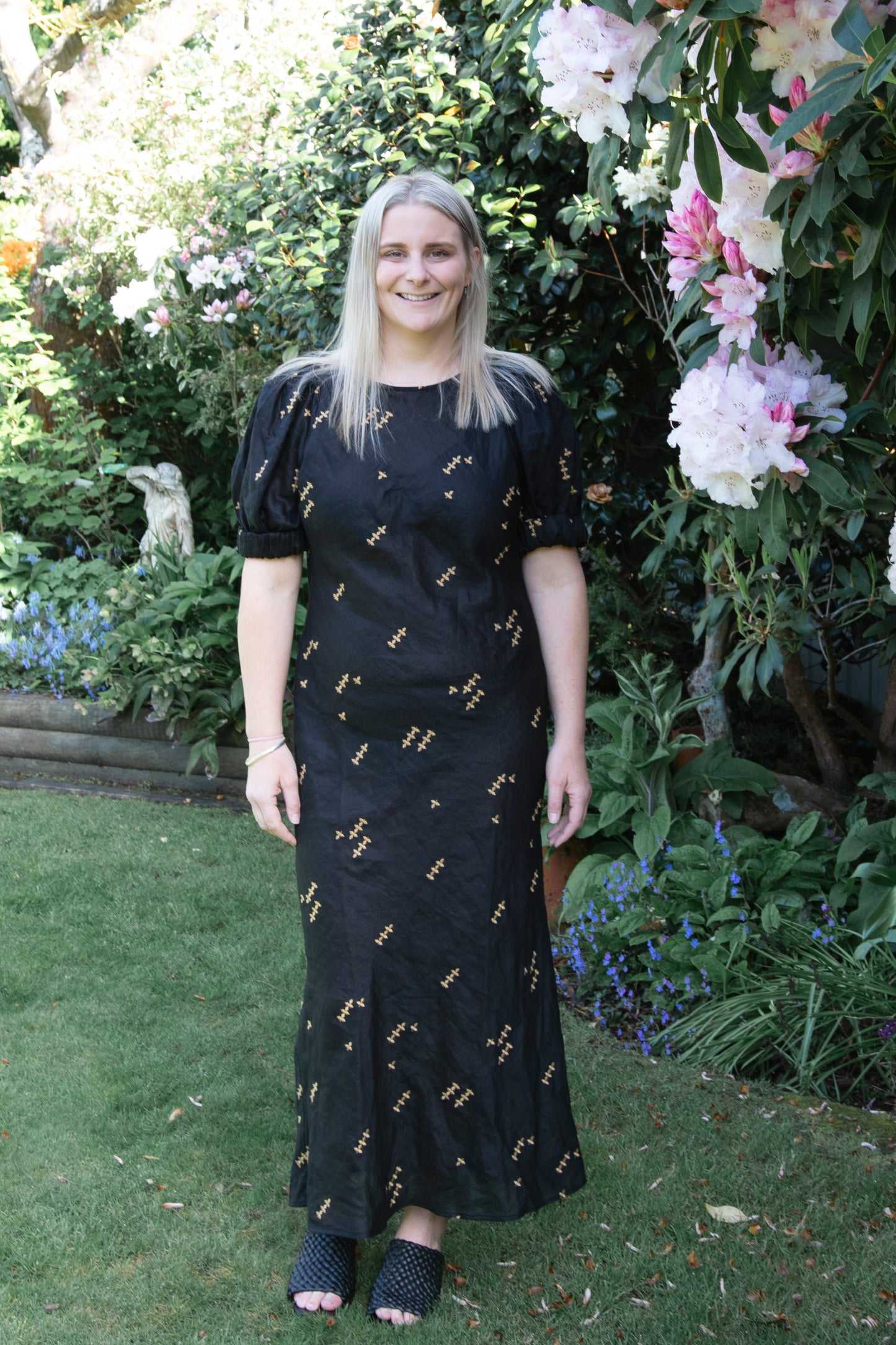 Sal Dress in Embroidered Black