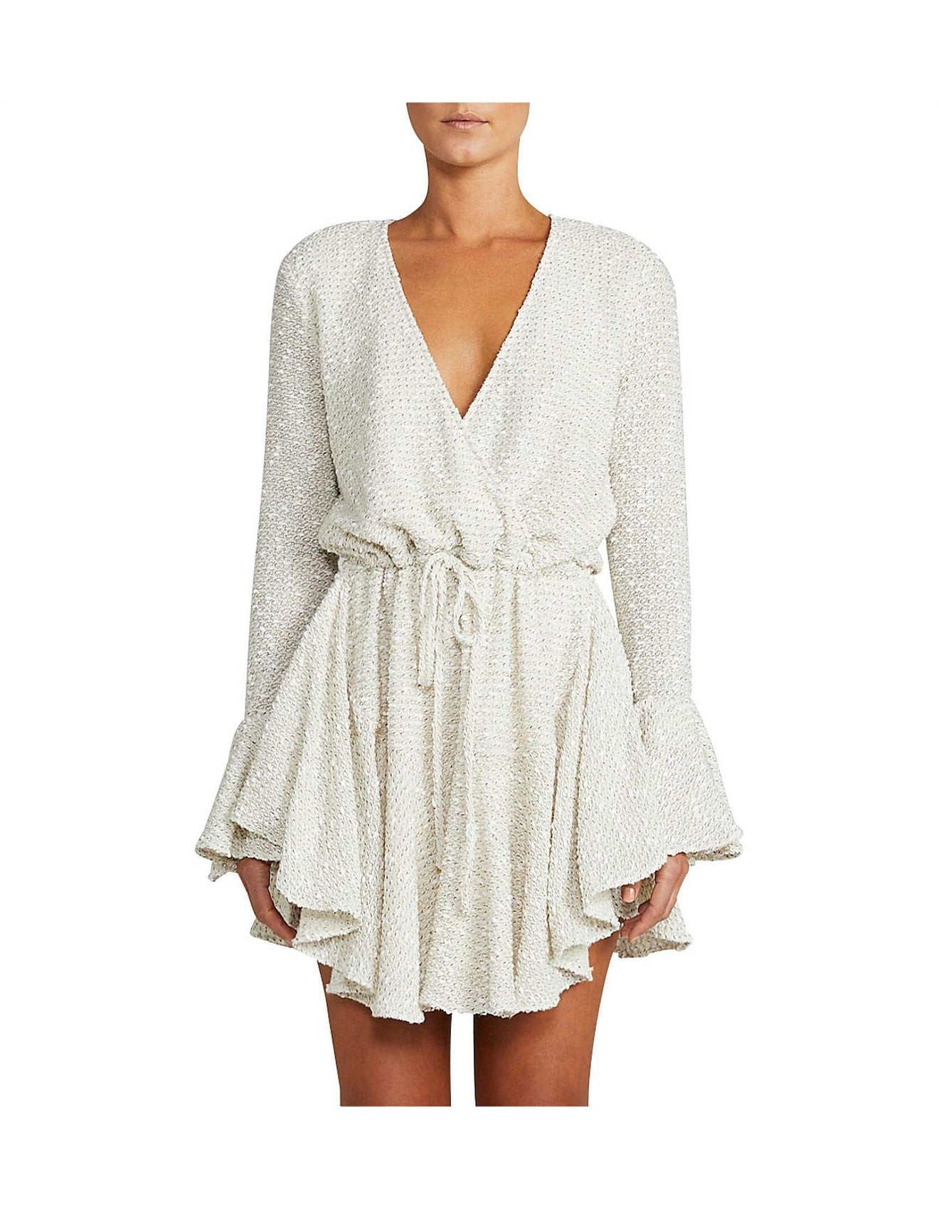 shona joy aimee frill cuff drawstring mini dress Shona Joy Aimee Frill Cuff Drawstring Mini Dress Size 6
