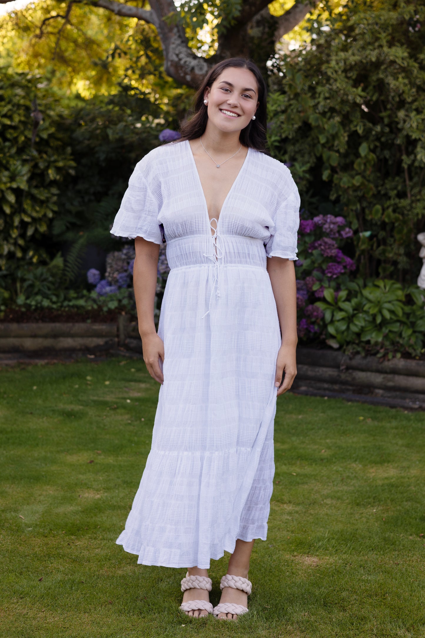 Mirella V Neck Dress in White