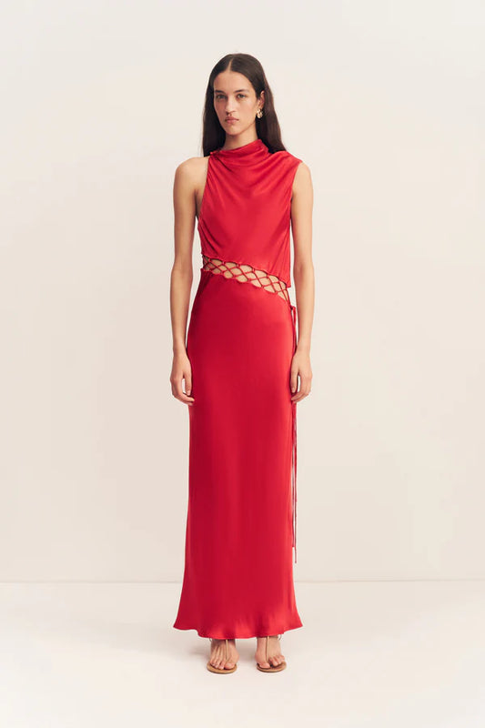 Tatum Cowl Neck Lace Up Maxi